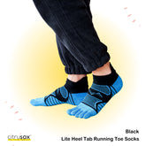 Geometric Lite Heel Tab Running Toe Socks